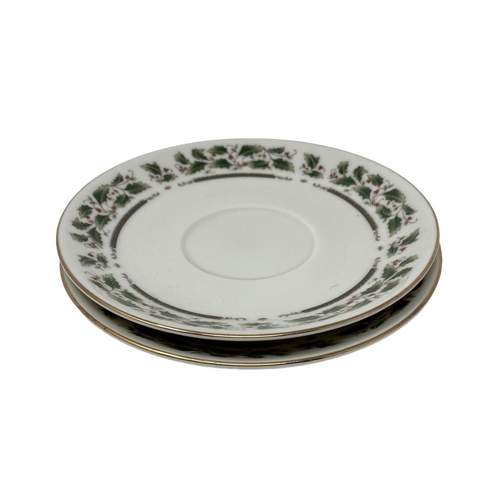 Royal Limited Holly Holiday Saucers Set of Two Holly Design. Vintage Replacement